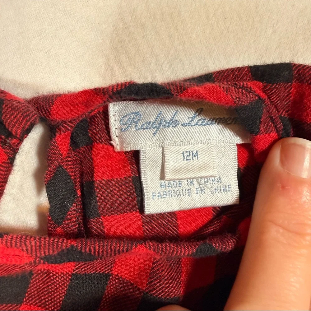 Ralph Lauren Baby 12 Month Buffalo Plaid Dress Red/Black Embordered‎ Pony Luxury